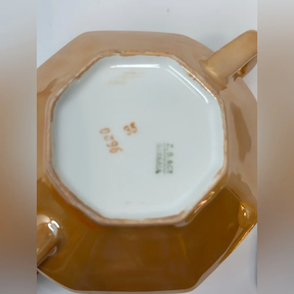 Vintage Orange/ Peach Lusterware Z. S & CO BAVARIA Cream Pitcher and Sugar Bowl